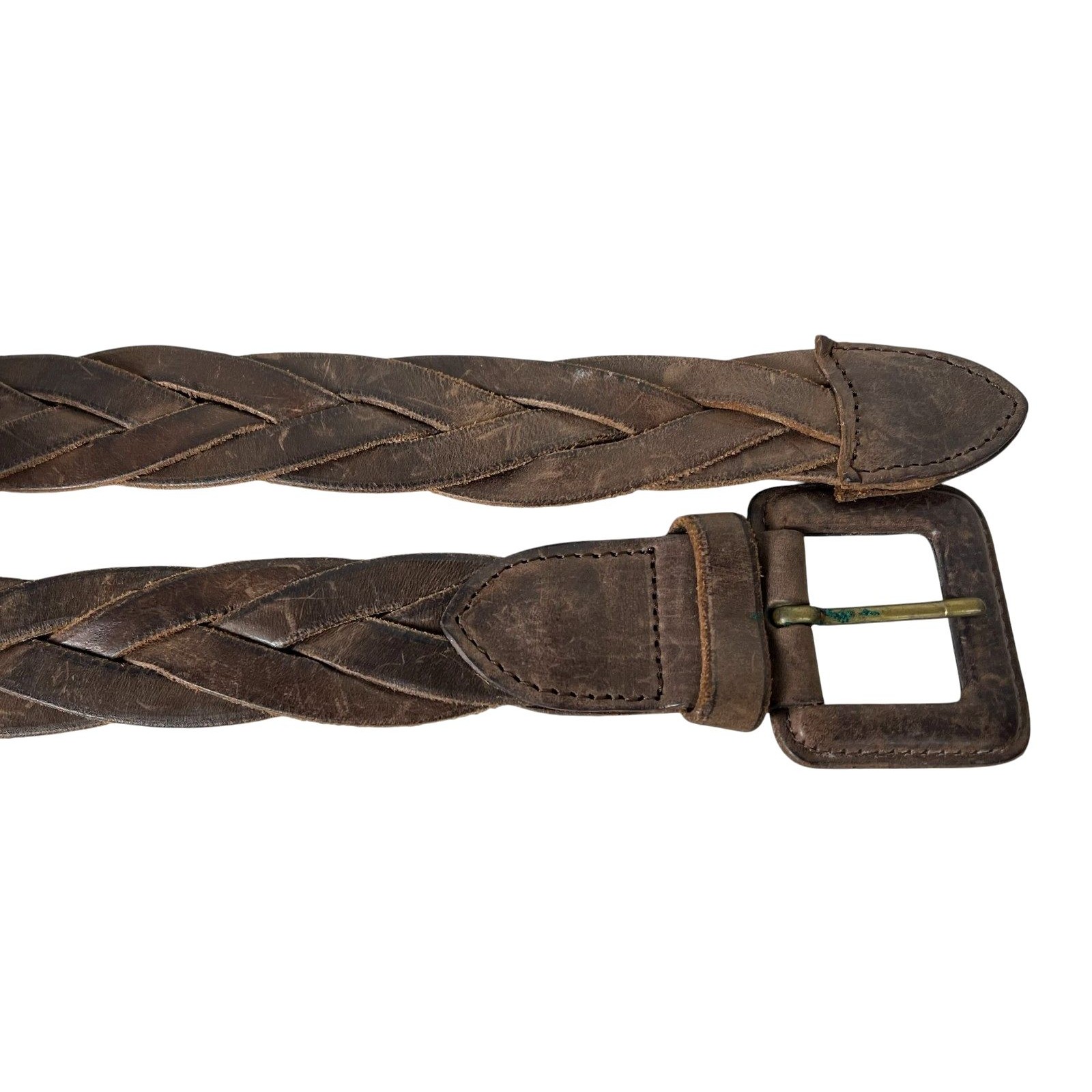 Linea Pelle Women's Boho Western Braided Distressed Brown Leather Belt Size S — image 4 of 8